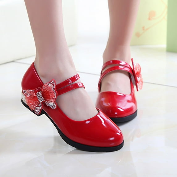 eczipvz Toddler Shoes Girl Shoes Small Leather Shoes Single Shoes Children Dance Shoes Girls Performance Shoes Shoes (Red, 10.5 Little Child)