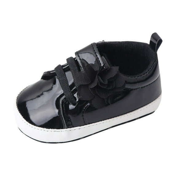 eczipvz Toddler Shoes Baby Girl Crib Shoes Shiny Metallic High Top Sneakers (Black, 6)