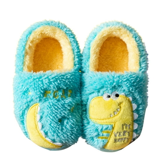 eczipvz Toddler Slippers Boys Girls 2-7T House Slippers Cute Dinosaur Pattern Kids Winter Boots Warm Lightweight House Shoes with Non-Slip Sole (Blue,6.5-7 Years)