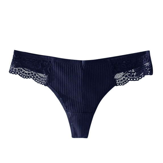 eczipvz Panties for Women Seamless Seamless Thong for Women,No Show Lace Underwear,Ladies Breathable Comfort Panties Soft(Navy,M)