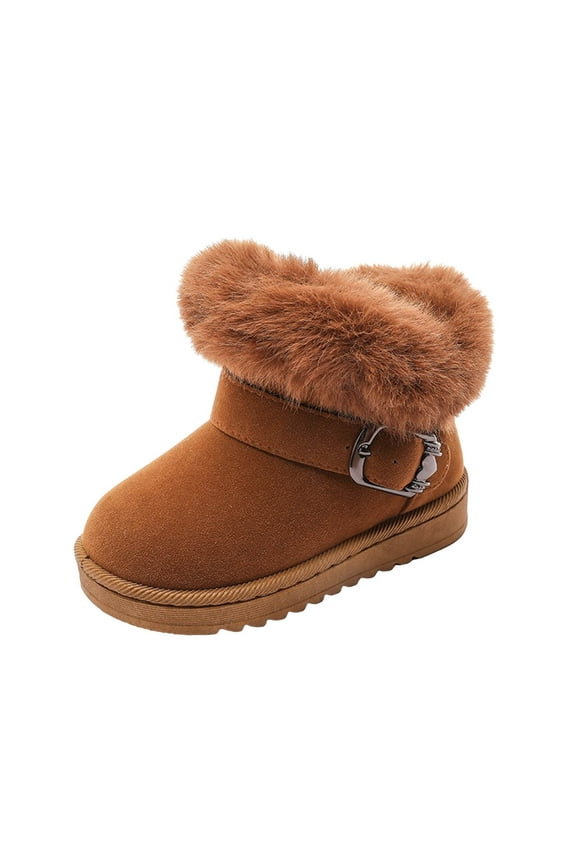 Winter Boots for Kids Outdoor Waterproof Winter Kids Shoes Girls Cowgirl Boots (Brown,9 Toddler)