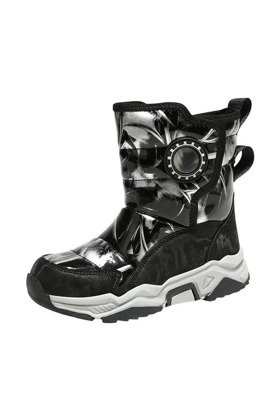 Winter Shoes for Boys Toddler Winter Warm Waterproof Outdoor Slip Resistant Cold Weather Unisex Shoes Kids Winter Shoes Girls Size 7 (Black,2.5 Big Kid)