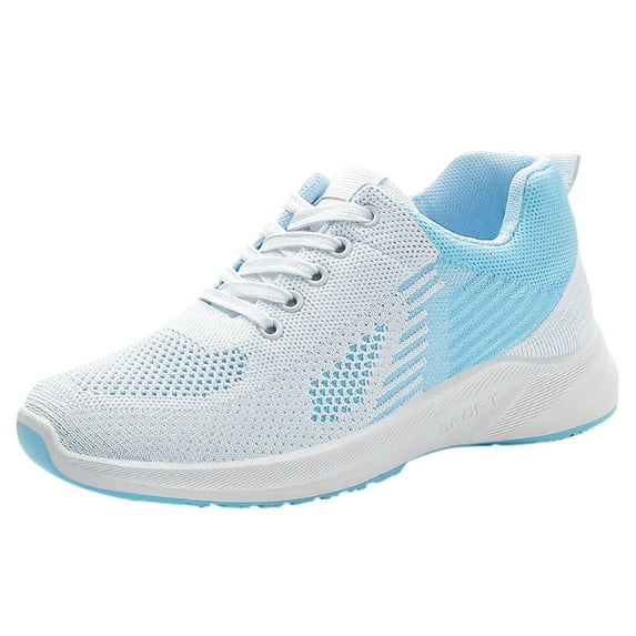 eczipvz Womans Sneakers Fashionable Colored Thick Sole Mesh Breathable Comfortable Non Lace Up Walking Shoes Women (Light Blue,8.5)