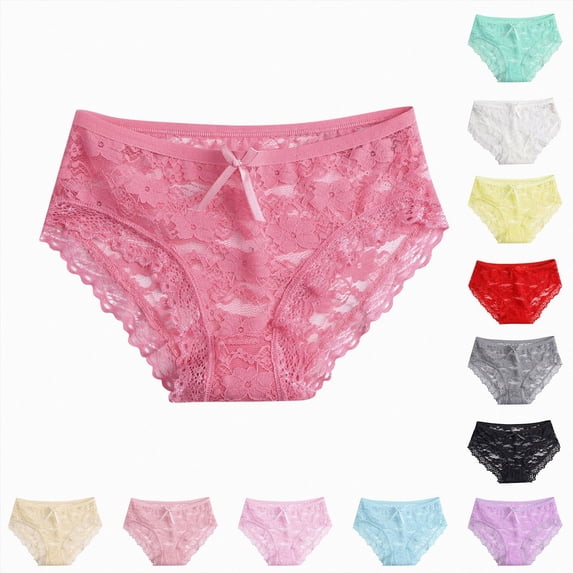 eczipvz Women's Briefs Lace Thong Panties Bow Underwear(Pink,One Size)