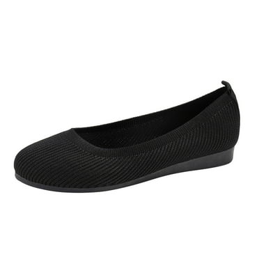 eczipvz Women's Comfortable Square-Toe Slip On Ballet Flat Dress Shoes Comfortable Ladies Dress Shoes (Black,7)