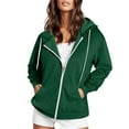 thumbnail image 1 of eczipvz Women's Full Zip Up Hoodie Casual Long Sleeve Hooded Sweatshirts Pockets Jacket Fall Fleece Y13K Tops Oversized Coat for Women Green,2XL, 1 of 5