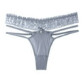 thumbnail image 1 of eczipvz Women's Sexy Satin Thong Panties Lace Tangas Cheeky Underwear Cotton Brief(Grey,M), 1 of 3