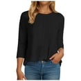 thumbnail image 1 of eczipvz Womens Casual Tops 3/4 Sleeve T-Shirts Round Neck Cute Tunic Tops Basic Tees Blouses Loose Fit Pullover(Black,XL), 1 of 6