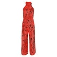 thumbnail image 1 of eczipvz Womens Jumpsuits Women's Summer Sleeveless Loose Casual V Neck Jumpsuits Spaghetti Strap Long Pants Baggy Overalls with Pockets Red,XL, 1 of 3