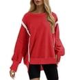 thumbnail image 1 of eczipvz Womens Oversized Crewneck Sweatshirts Hoodies Fall Outfits Fashion Teen Girls Y30k Winter Clothes Red,S, 1 of 5