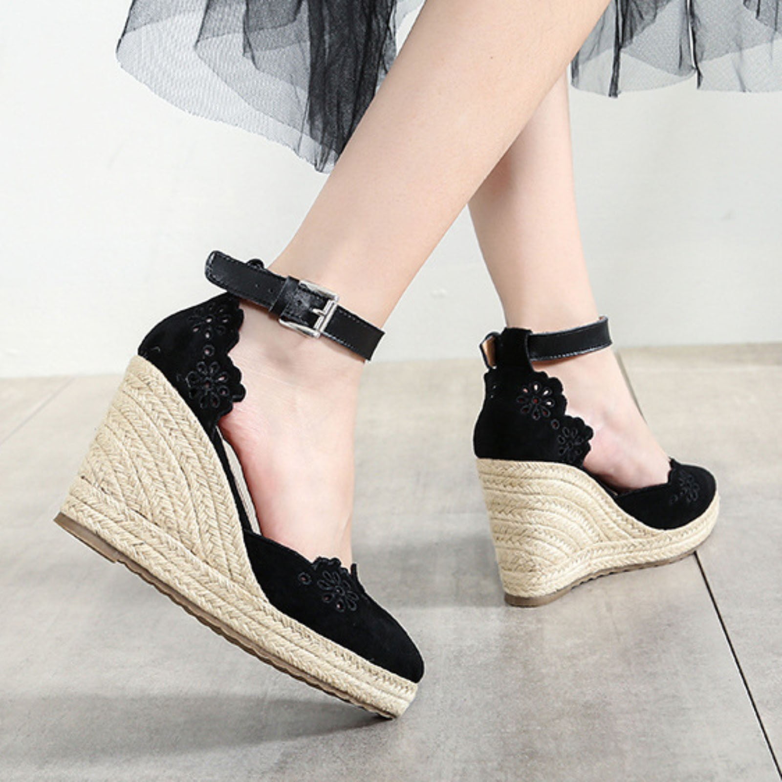 Women Shoes Women's Fashion Platform Wedge Heels Large Size Colorblock  Roman Sandals Black 8.5 - Walmart.com