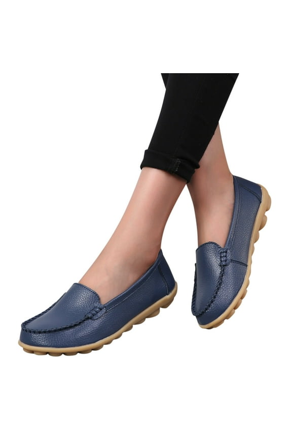 Womens Shoes Loafers Ladies Shoes for Women Autumn Leopard Print Canvas Flat Soft Vulcanize Women's Casual Shoes Flat Sandals Comfort,Dark Blue