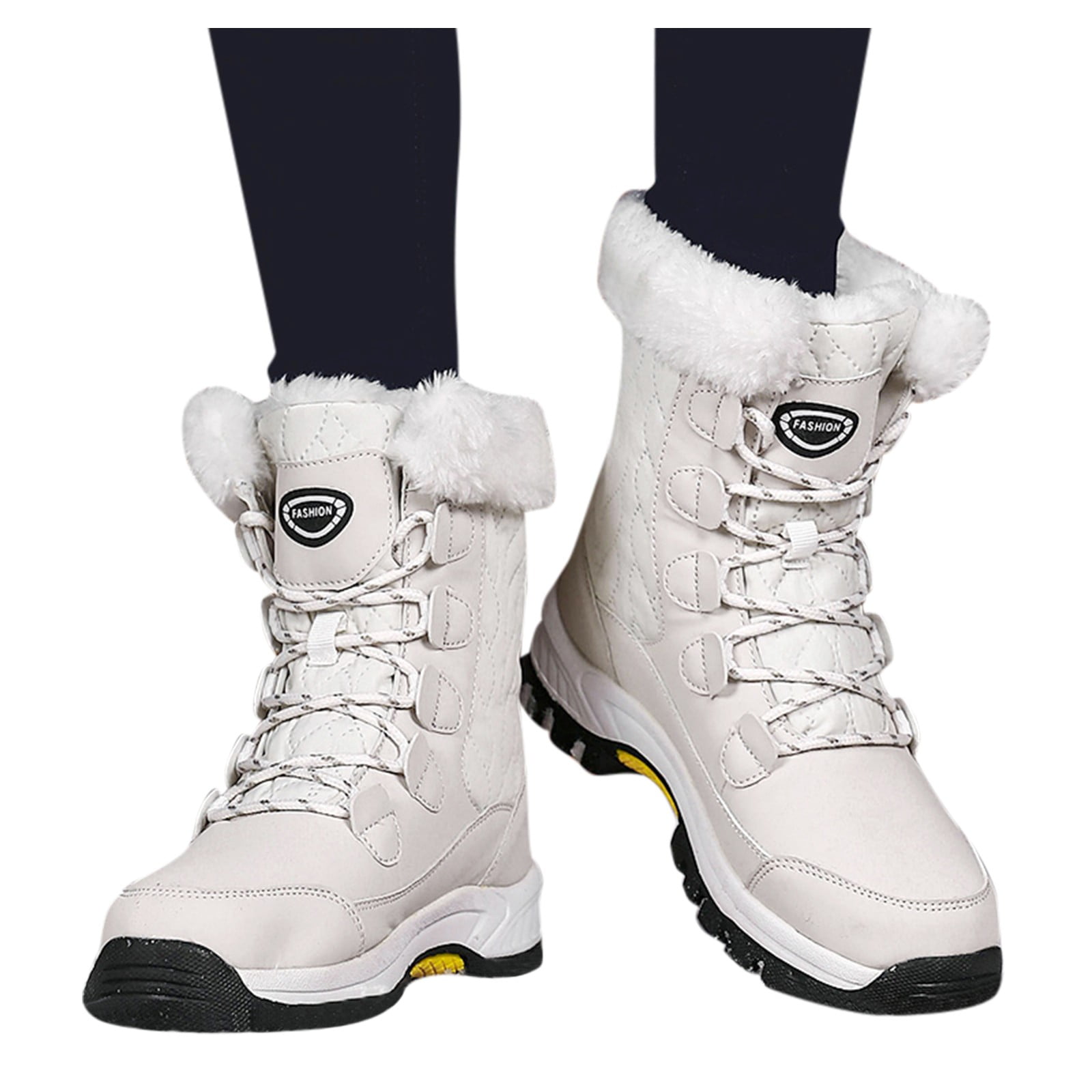 eczipvz Womens Shoes Women Snow Shoes Plus Velvet Flat Boots Toe LaceUp ...