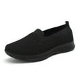 thumbnail image 1 of eczipvz Womens Shoes Women's Knitted Flat Shoes Comfort Loafers Women Footwear Slip On Casual Breathable Mesh Walking Shoes,Black, 1 of 5