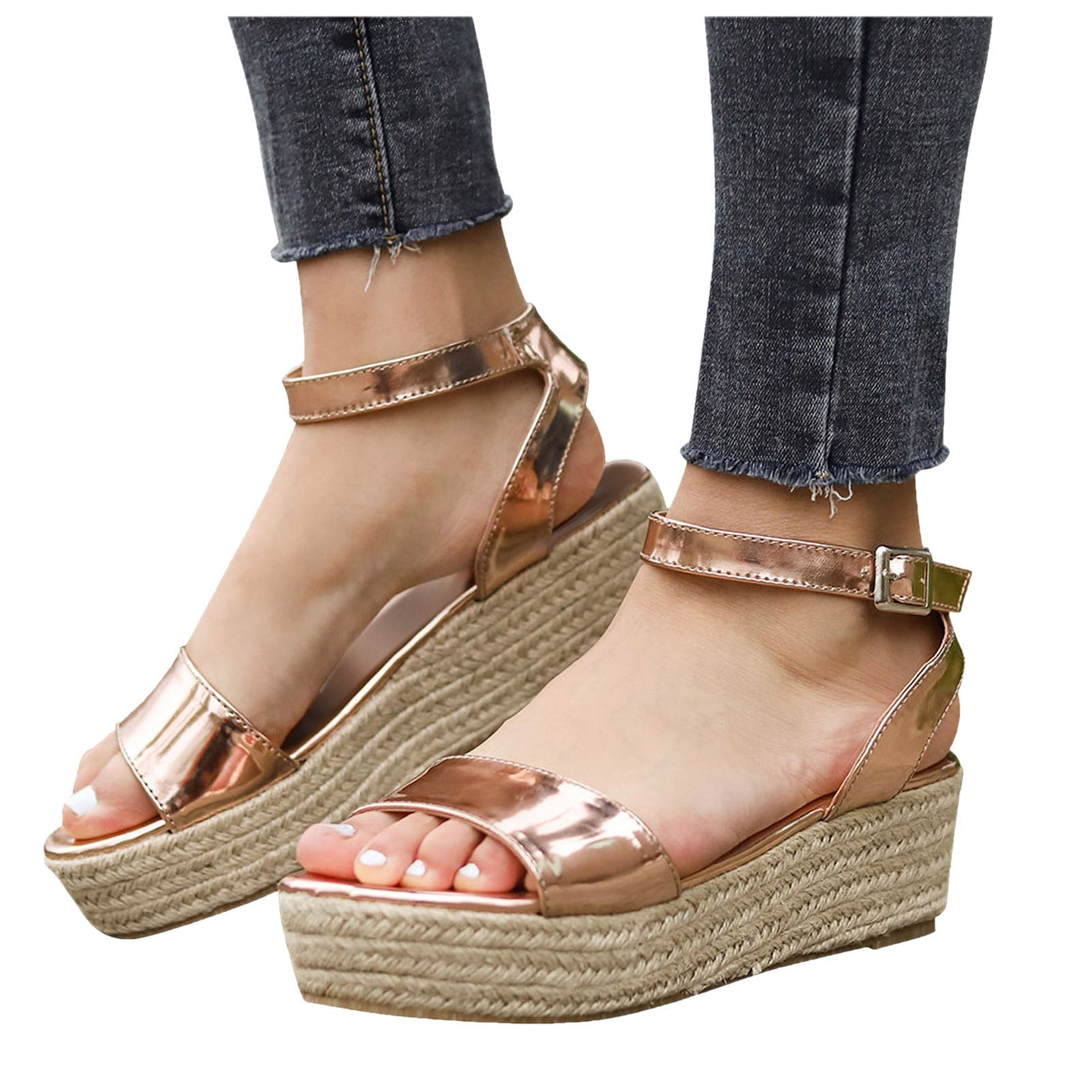 eczipvz Shoes for Women Wedges for Women Dressy Comfortable Wedge Sandals  for Women Comfortable Strappy Platform Sandals Casual Summer Shoes,Brown 