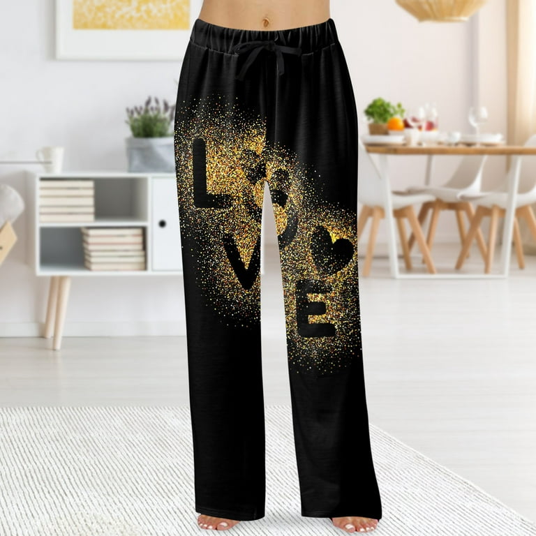 eczipvz Womens Sweatpants Women's Elegant High Elastic Waist Sequins Pants  Solid Skinny Cropped Pants Black,S