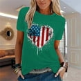 thumbnail image 1 of eczipvz Womens Tops American Flag Tshirt Patriotic Shirts Women 4th of July Tee Tops USA Flag Stars Stripes Graphic T-Shirt Green,M, 1 of 3