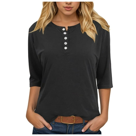 eczipvz Womens Work Tops 3/4 Length Sleeve Womens Tops V-Neck Lace Tunic Tops Business Casual Blouses(Black,XL)