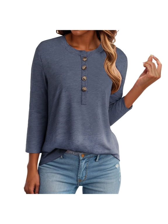 Womens Work Tops 3/4 Length Sleeve Womens Tops V-Neck Lace Tunic Tops Business Casual Blouses(Navy,2XL)
