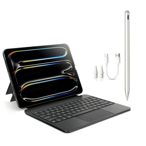 edaiser Stylus Pen + Detachable Keyboard Case Compatible with Apple iPad Air 13-inch (M3&M2) 2025 & iPad Pro 12.9-inch (6th-3rd Gen), Black