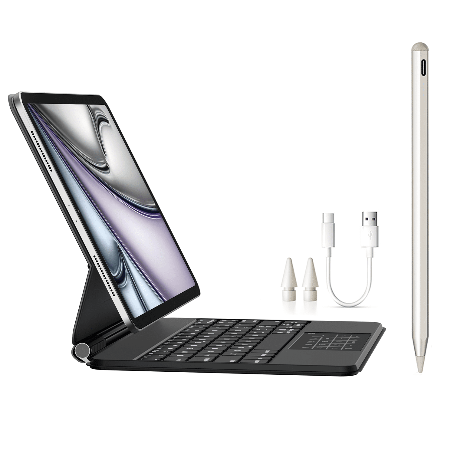 edaiser Stylus Pen + Wireless Magic Keyboard Case Compatible with Apple iPad Air 11 inch (M3/M2) 2025, iPad Air (5th/4th), iPad Pro 11-inch (4th-1st) Gen, Black