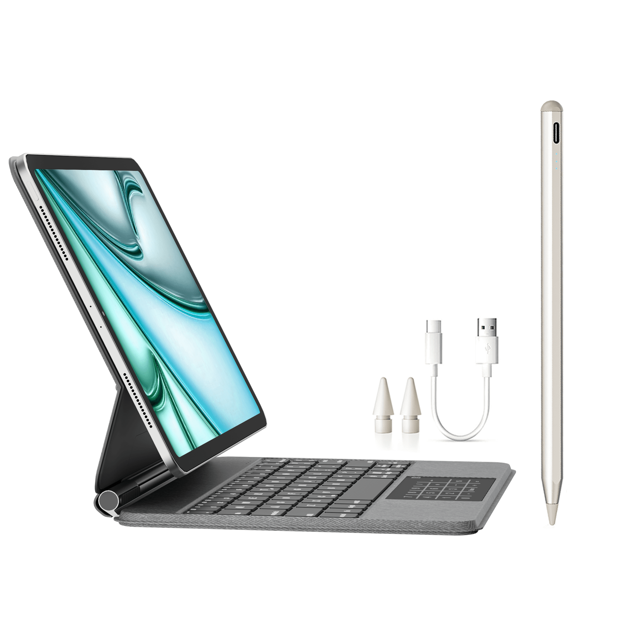 edaiser Stylus Pen + Wireless Magic Keyboard Case Compatible with Apple iPad Air 11 inch (M3/M2) 2025, iPad Air (5th/4th), iPad Pro 11-inch (4th-1st) Gen, Gray