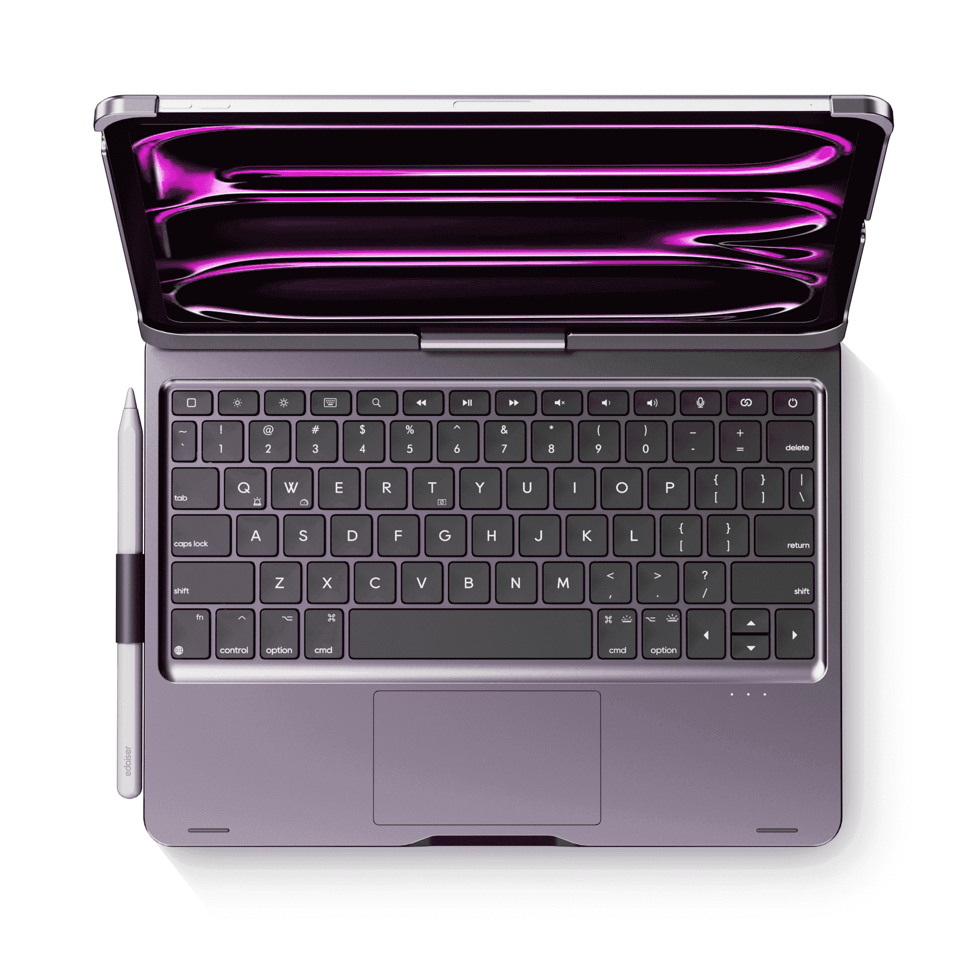 edaiser Swivel Keyboard Case for Apple iPad Pro 11 inch M5 2025, M4 2024 A3357 A3358 A3359 A2836 A2837 A3006; Wireless 360 Rotatable Cover with Pencil Holder, Multi-Touch Trackpad, Metallic Purple
