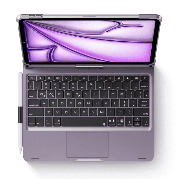 edaiser Swivel Keyboard Case Compatible with iPad Air 11 inch M4 M3 M2 & iPad Air 5th 4th Gen & iPad Pro 11-inch (4th-1st); 360 Rotatable Cover, Pencil Holder, Trackpad, Backlit, Metallic Purple
