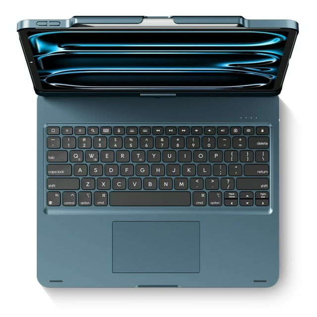 edaiser Swivel Keyboard Case Compatible with 2025 iPad Air 13-inch (M3/M2), iPad Pro 13 inch M4 2024, iPad Pro 12.9-inch (6th-3rd Gen); Rotatable Cover with Pencil Holder, Trackpad, Backlit Navy Blue