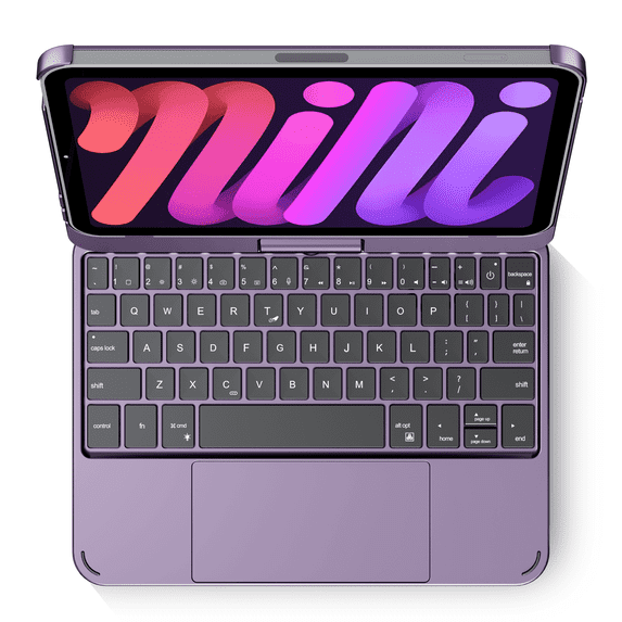 edaiser Swivel Keyboard Case Compatible with Apple iPad Mini 7th Gen 2024 (A17 Pro) & iPad Mini 6th Generation 8.3-inch 2021, Rotatable Cover with RGB Backlit, Multi-Touch Trackpad, Metallic Purple