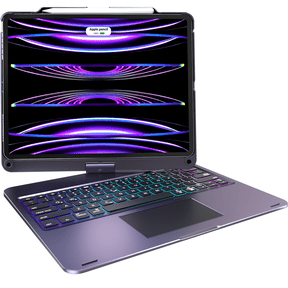 edaiser Swivel Keyboard Case Compatible with iPad Air 13-inch M4 M3 M2 & iPad Pro 12.9 inch 6th 5th 4th 3rd Generation; Wireless Rotatable Cover with Pencil Holder, Trackpad, Backlit, Metallic Purple