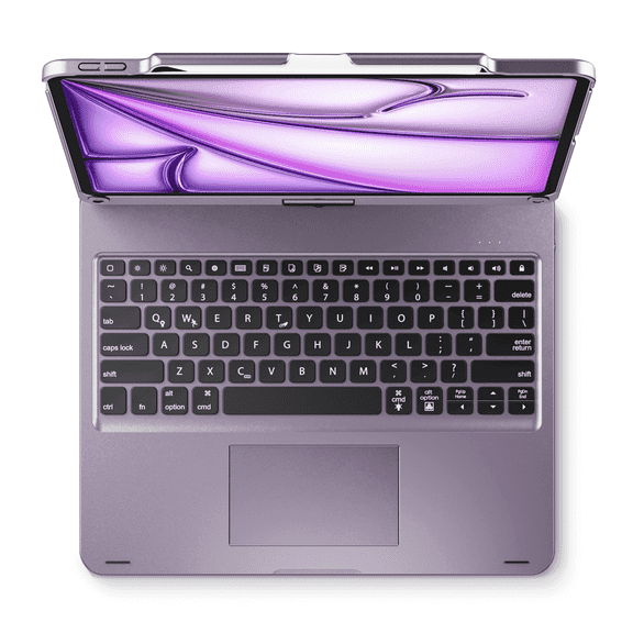 edaiser Swivel Keyboard Case Compatible with iPad Air 13-inch M4 M3 M2 & iPad Pro 12.9 inch 6th 5th 4th 3rd Generation; Wireless Rotatable Cover with Pencil Holder, Trackpad, Backlit, Metallic Purple