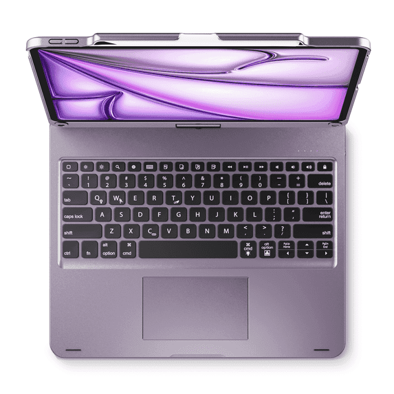 edaiser Swivel Keyboard Case Compatible with iPad Air 13-inch M4 M3 M2 & iPad Pro 12.9 inch 6th 5th 4th 3rd Generation; Wireless Rotatable Cover with Pencil Holder, Trackpad, Backlit, Metallic Purple