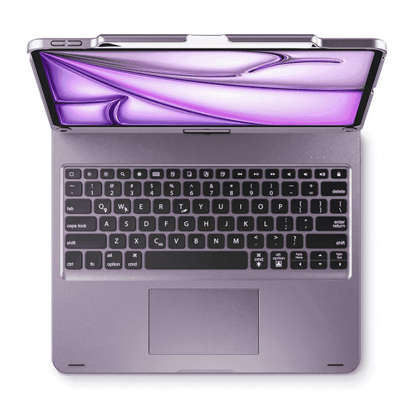 edaiser Swivel Keyboard Case Compatible with iPad Air 13-inch M4 M3 M2 & iPad Pro 12.9 inch 6th 5th 4th 3rd Generation; Wireless Rotatable Cover with Pencil Holder, Trackpad, Backlit, Metallic Purple