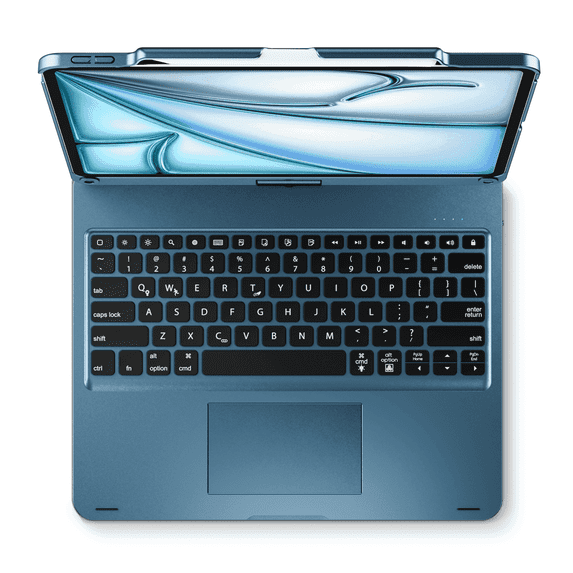 edaiser Swivel Keyboard Case Compatible with iPad Air 13-inch M4 M3 M2 & iPad Pro 12.9 inch 6th 5th 4th 3rd Generation; Wireless Rotatable Cover with Pencil Holder, Trackpad, Backlit, Navy Blue