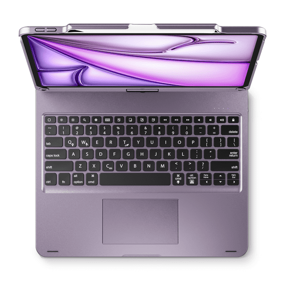 edaiser Swivel Keyboard Case Compatible with Apple iPad Pro 12.9 inch 6th Generation 5th 4th 3rd Gen; Wireless Rotatable Cover with Pencil Holder, Multi-Touch Trackpad, Backlit, Metallic Purple