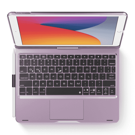 edaiser Swivel Keyboard Case Compatible with iPad 10.2 inch 9th 8th 7th, iPad Air 3rd, iPad Pro 10.5 2nd Gen; Wireless Rotatable Cover with Pencil Holder, Trackpad, RGB Backlit, Metallic Purple