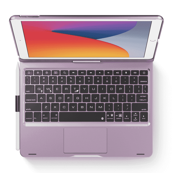 edaiser Swivel Keyboard Case Compatible with iPad 10.2 inch 9th 8th 7th, iPad Air 3rd, iPad Pro 10.5 2nd Gen; Wireless Rotatable Cover with Pencil Holder, Trackpad, RGB Backlit, Metallic Purple