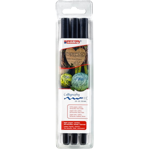 edding 1255 Calligraphy Pen Set, 3-Pens, Black