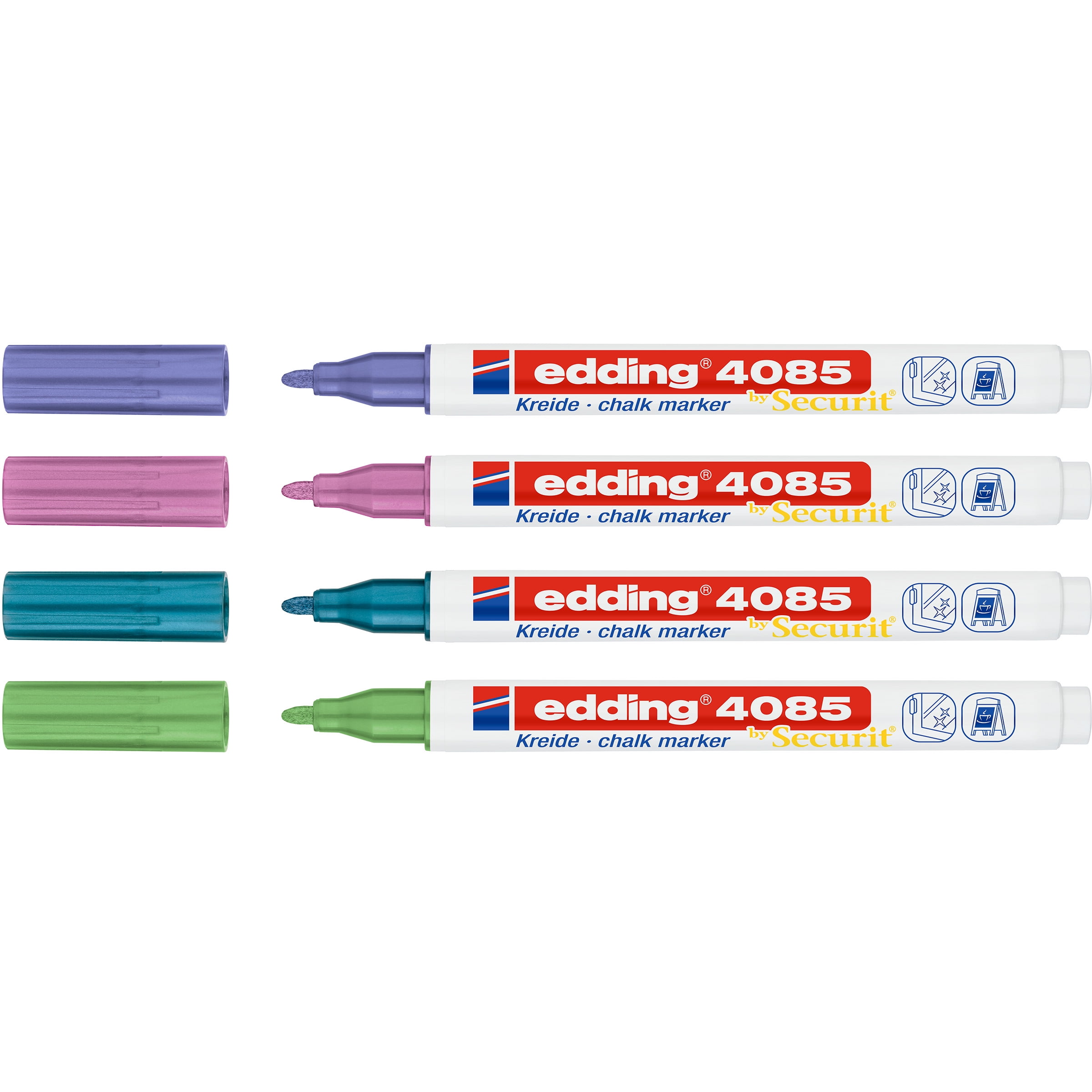 edding 4085 Series Chalk Marker, Metallic Colors, Set of 4