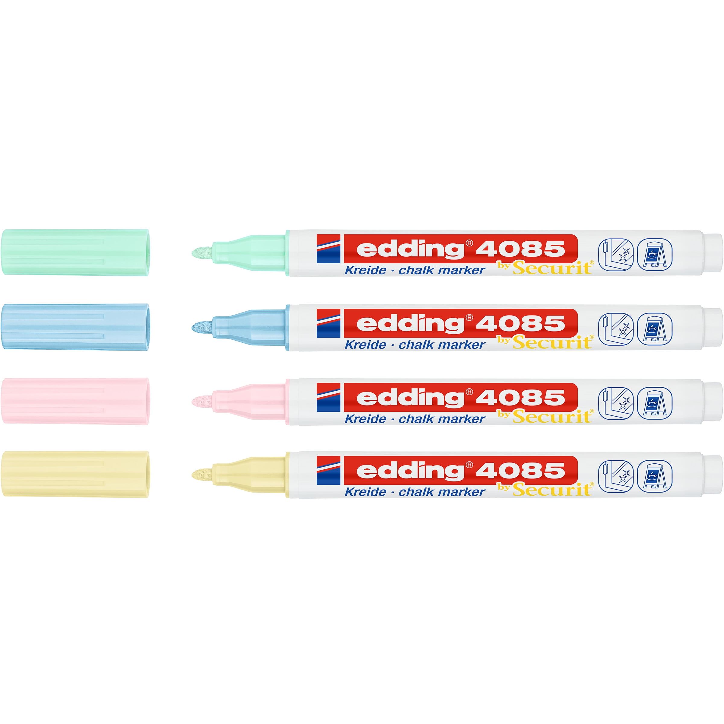 edding 4085 Series Chalk Marker, Pastel Colors, Set of 4
