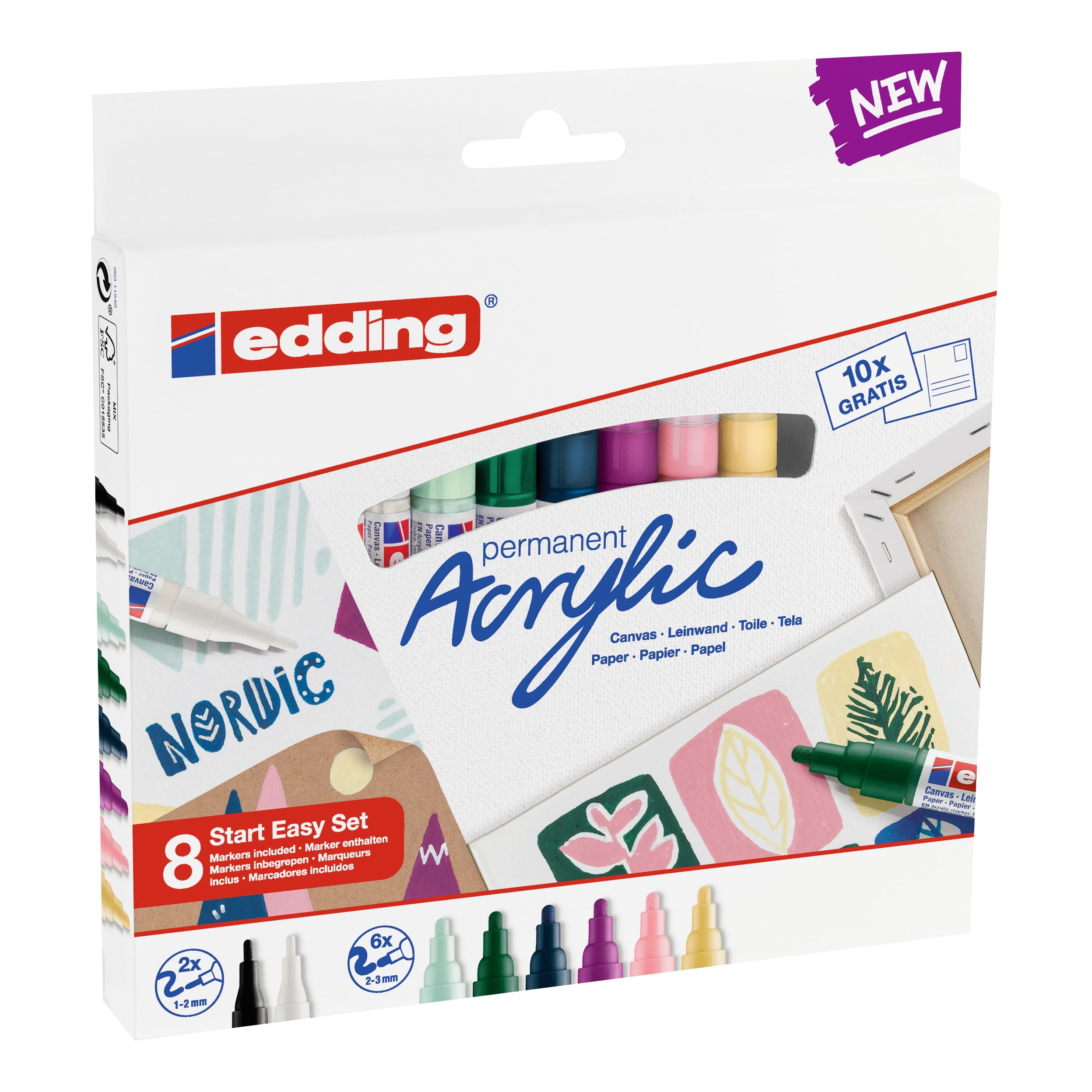 edding Acrylic Paint Markers, Nordic Colors, Set of 8