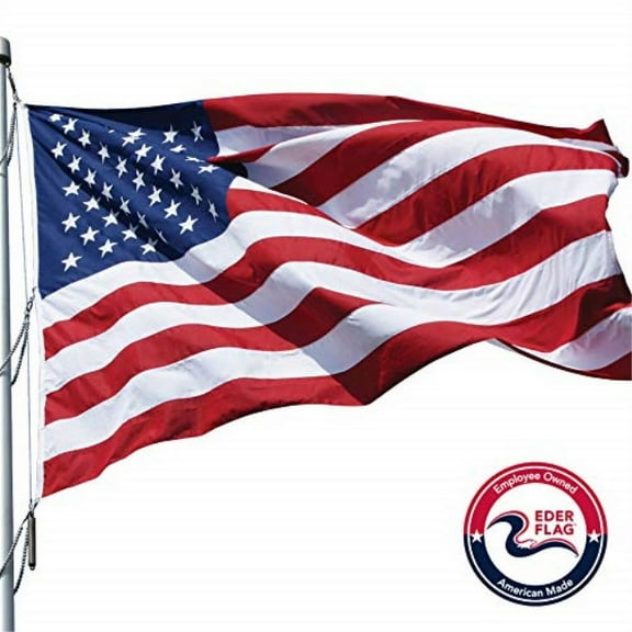 eder flag - poly-max outdoor u.s. flag - proudly made in the usa - extremely durable - reinforced fly stitching - heavy-duty duck cloth headers - quality craftsmanship (8x12 foot)