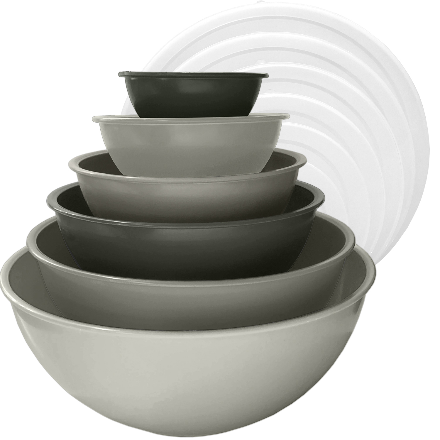 edge Plastic Mixing Bowls 12 Piece Nesting Set 6 Prep Bowls and 6 Lids, Charcoal - image 1 of 6