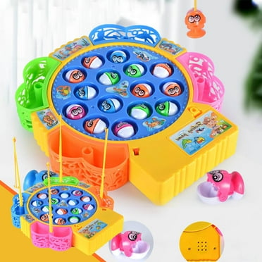 educational toys for 7 year old boys squishy Children's Educational Fishing Game Toy Set With Musical Rotating Board Includes 15 Fishes And 4 Rods Great Toys For Toddlers