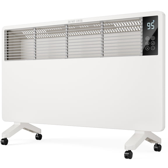 edx 1500W Convection Heater Freestanding & Wall Mounted Electric Space Heater with Remote Control Adjustable Thermostat, 24H Timer, 3 Heat Settings, Overheat Protection, Half-net White