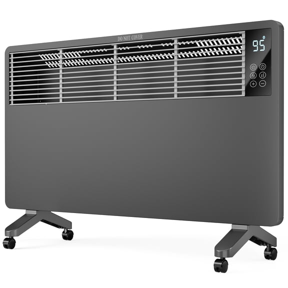 edx 1500W Convection Heater Freestanding & Wall Mounted Electric Space Heater with Remote Control Adjustable Thermostat, 24H Timer, 3 Heat Settings, Overheat Protection, Half-net Gray