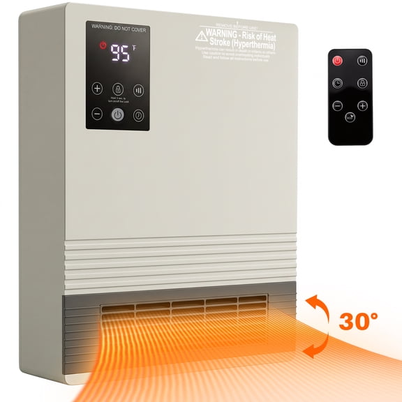 Radio Control Locker SUMELL 1500W Wall Mounted Space Heater, 60° Oscillation, 4 Modes ...