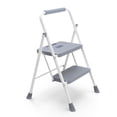 thumbnail image 1 of edx 2 Step Ladder, Portable Folding Step Stool Heavy Duty, Anti-Slip, Lightweight 800Lbs Capacity, Gray-White, 1 of 8