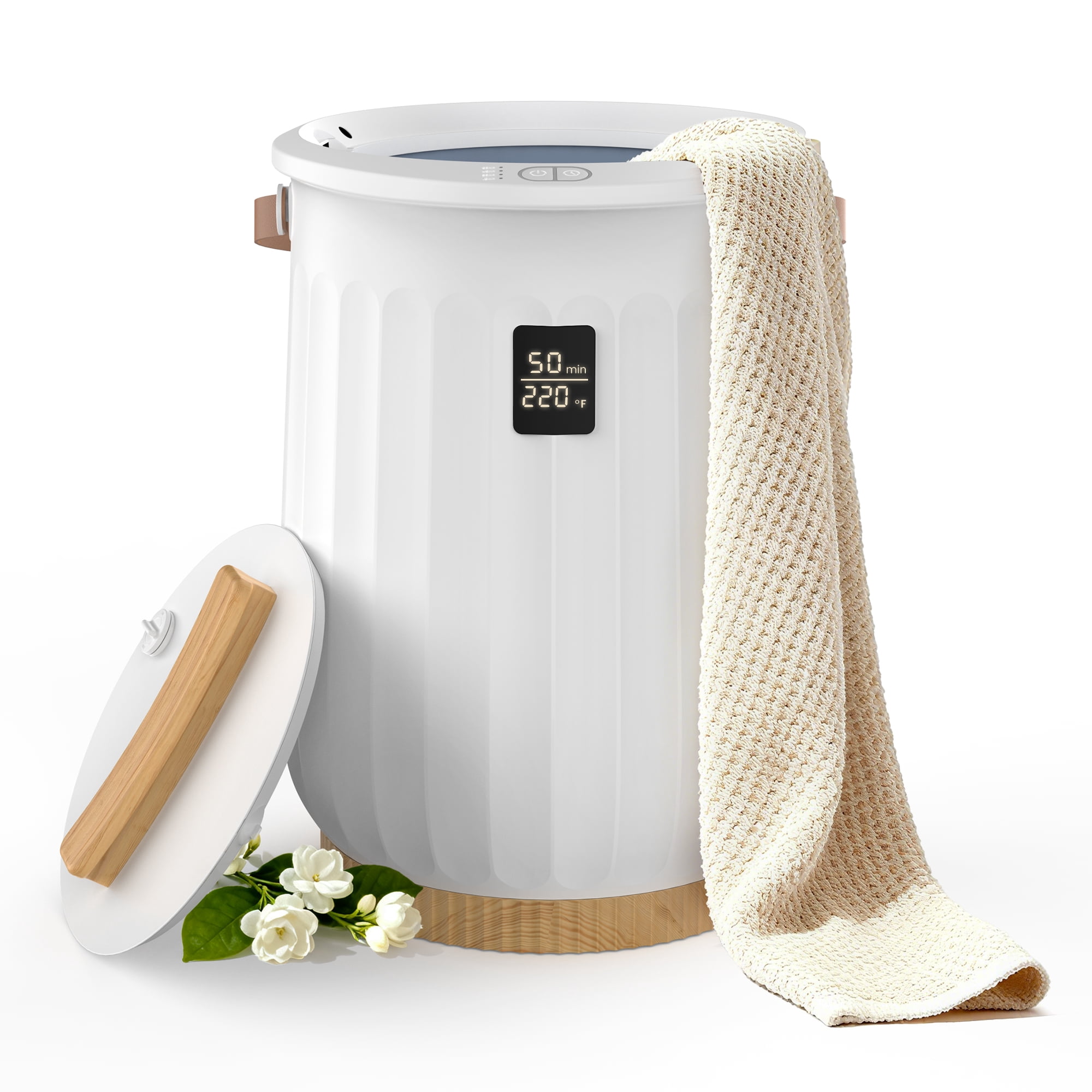 edx 20L Towel Warmer, with Handle & Aroma Disc Holder, Holds Two 40“x70” Oversized Towels, Suitable for Robes, Blankets & Pajamas, Beige - Walmart.com